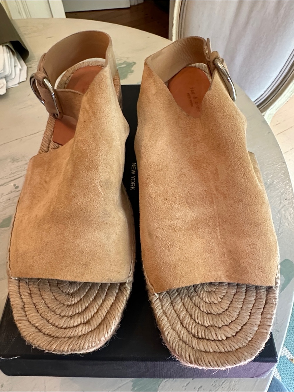 rag & bone Suede Espadrille Slingback Sandals - Light Tan